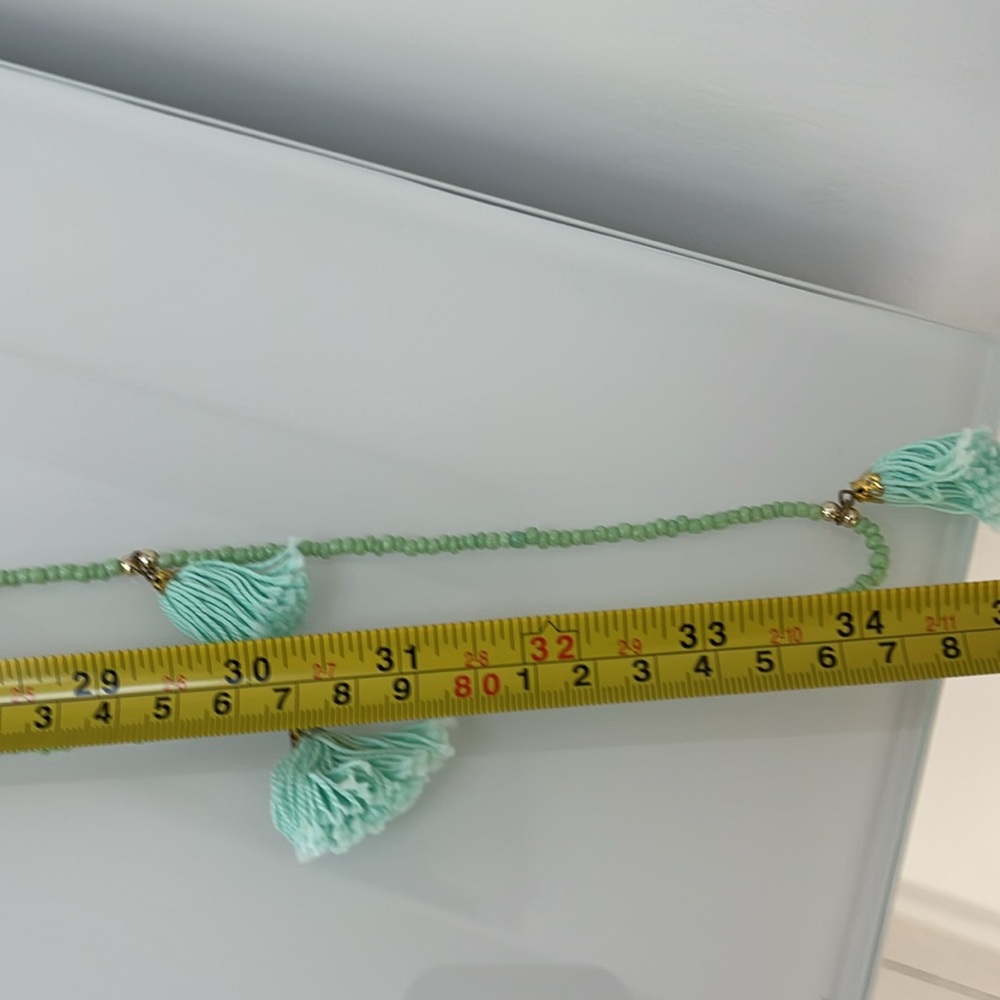 Roberta Roller Rabbit Mint Green Tassel Beaded PomPom Necklace NWT - Picture 6 of 7